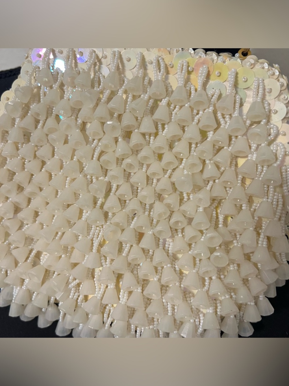 Vintage 1950s Formal Richere Bag
Walborg Ivory Satin Beaded Sequins
Mid-Century - Picture 5 of 8